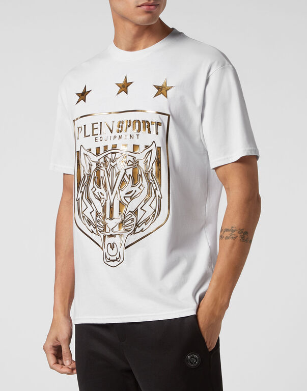 Plein Sport T-shirt Round Neck SS Tiger Crest Edition White+gold