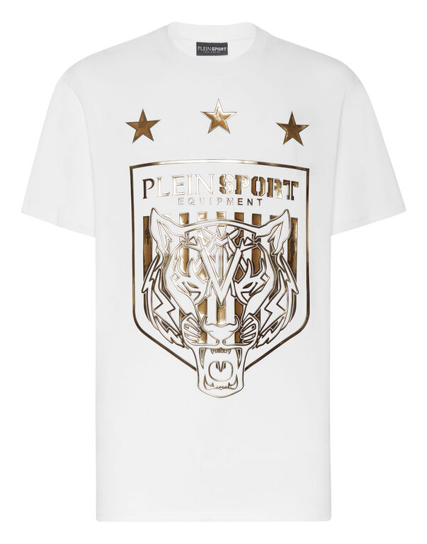 plein sport T-shirt Round Neck SS Tiger Crest Edition white+gold