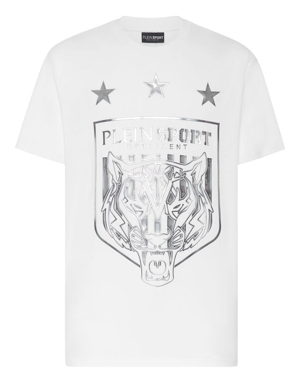 plein sport T-shirt Round Neck SS Tiger Crest Edition white/silver