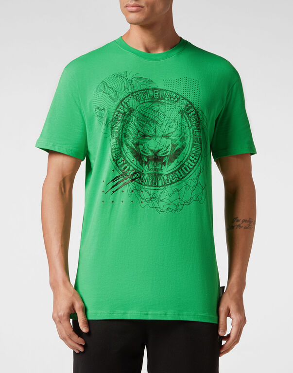 Plein Sport T-shirt Round Neck SS Tiger Green Fluo/Black