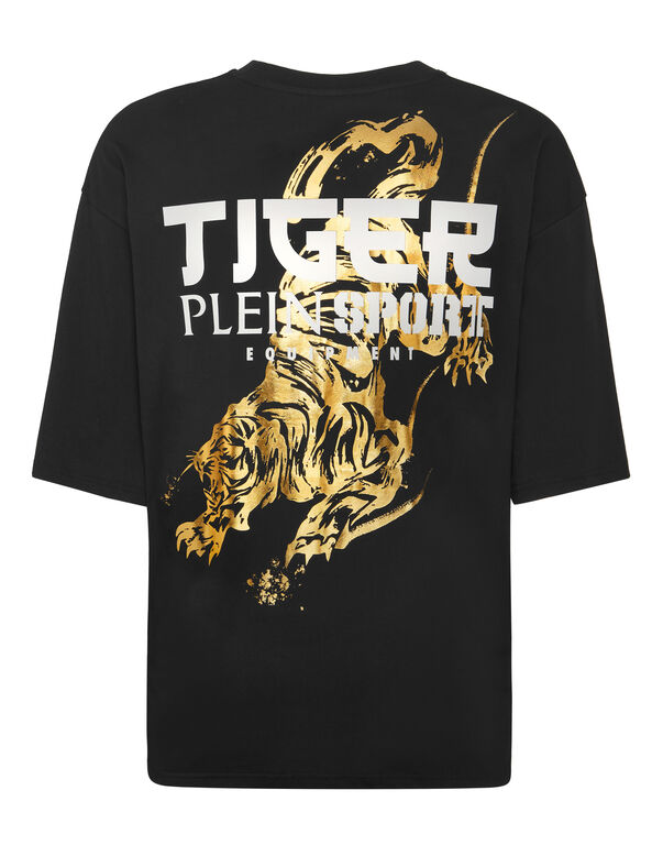Plein Sport T-shirt Round Neck SS Tiger Tokyo Black/light Gold