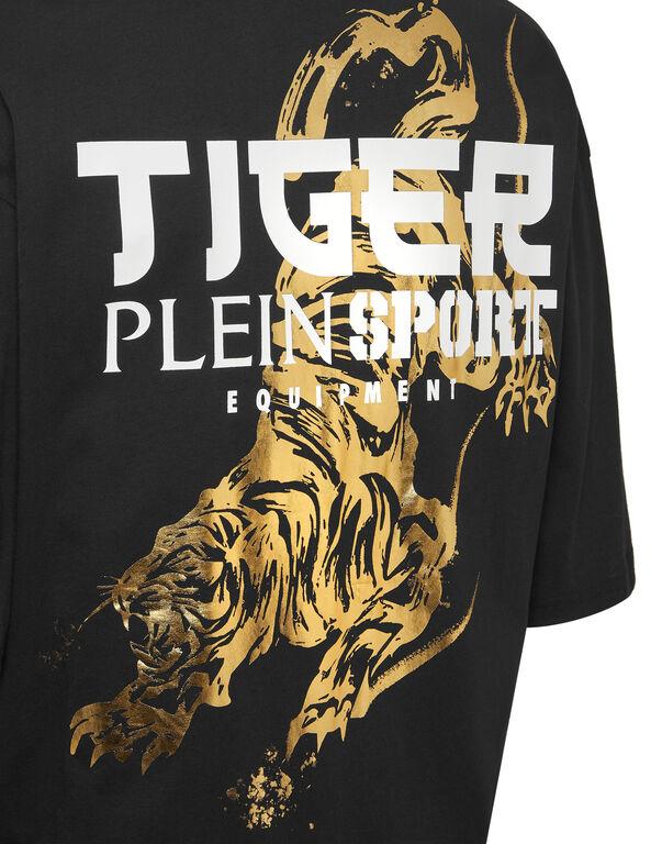 Plein Sport T-shirt Round Neck SS Tiger Tokyo Black/light Gold