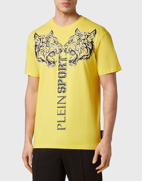 Plein Sport T-shirt Round Neck SS Tiger Yellow Fluo