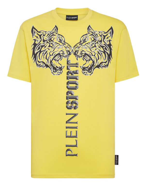 plein sport T-shirt Round Neck SS Tiger yellow fluo