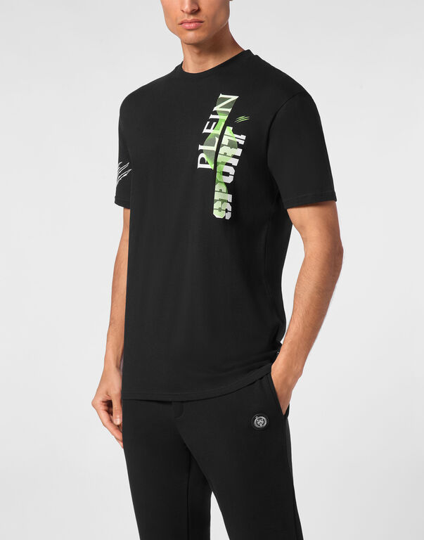Plein Sport T-shirt Round Neck SS Wave Black+green Fluo