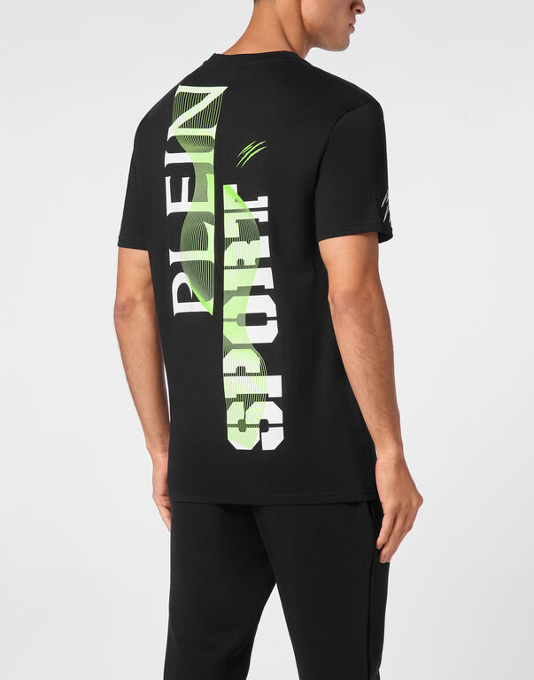 Plein Sport T-shirt Round Neck SS Wave Black+green Fluo