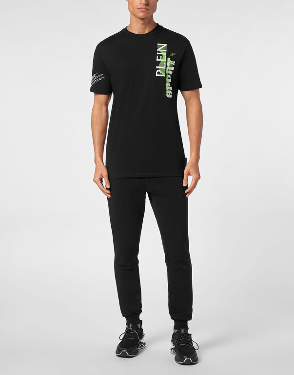 Plein Sport T-shirt Round Neck SS Wave Black+green Fluo