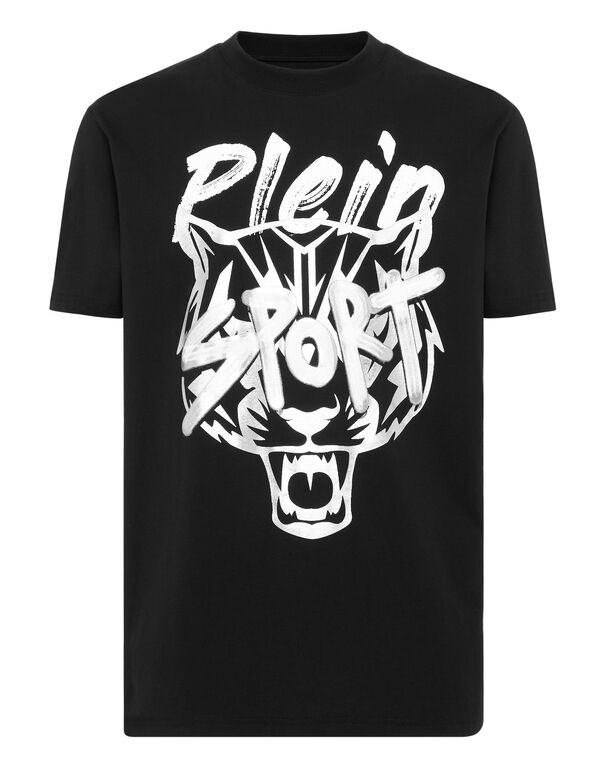 plein sport T-shirt Round Neck Stencil Tiger Street Fighter black / white