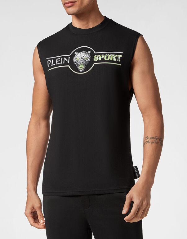 Plein Sport Tank Top Chrome Scratch Edition Black+green Fluo