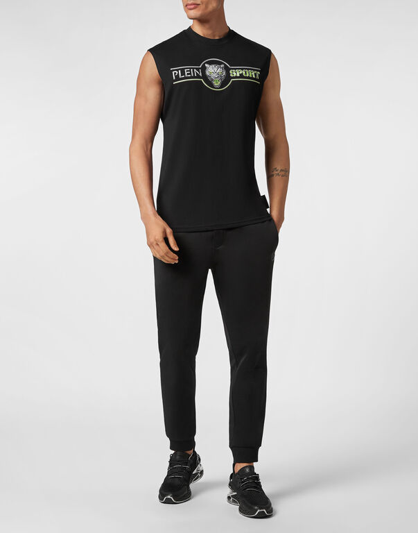 Plein Sport Tank Top Chrome Scratch Edition Black+green Fluo
