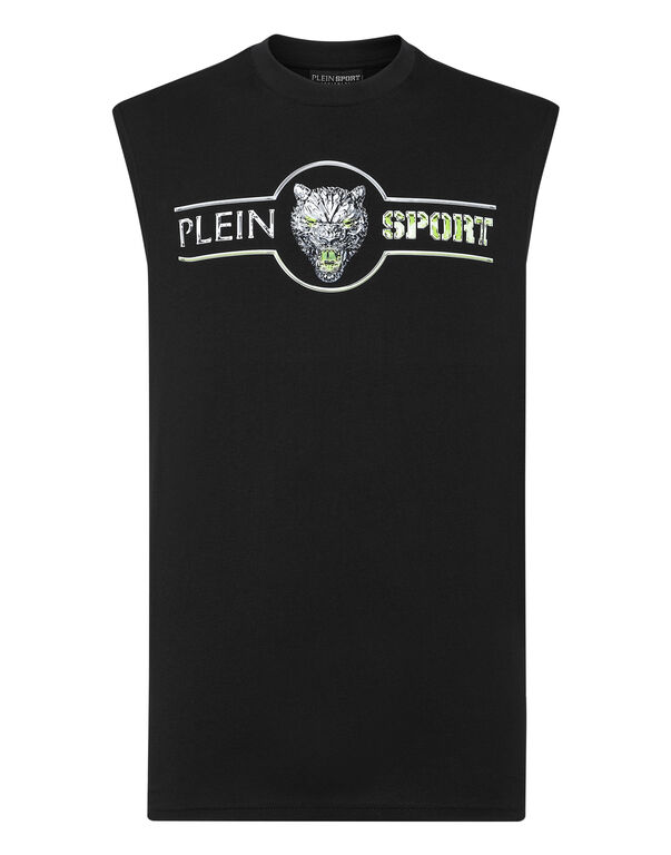 plein sport Tank Top Chrome Scratch Edition black+green fluo