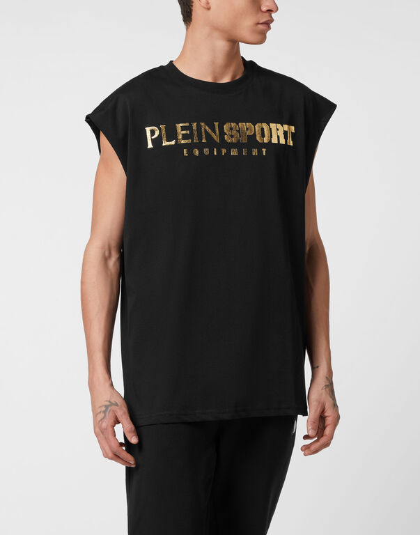 Plein Sport Tank Top T-shirt Laminated Black/light Gold