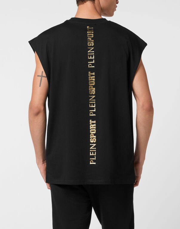 Plein Sport Tank Top T-shirt Laminated Black/light Gold
