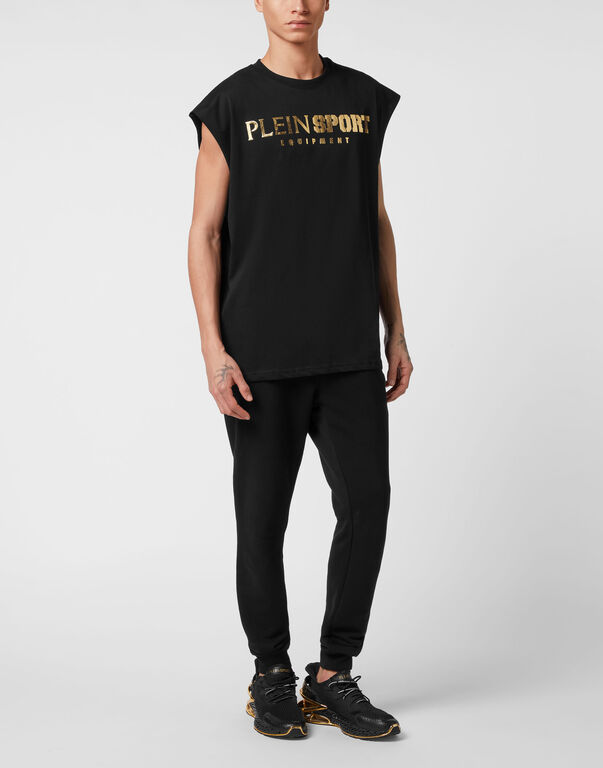 Plein Sport Tank Top T-shirt Laminated Black/light Gold