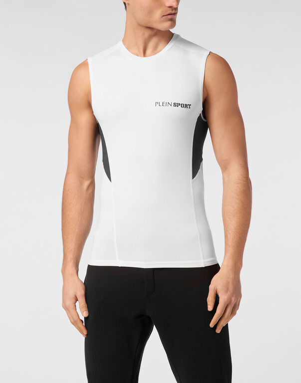 Plein Sport Technical Jersey T-shirt Sleeveless White