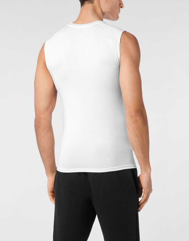 Plein Sport Technical Jersey T-shirt Sleeveless White