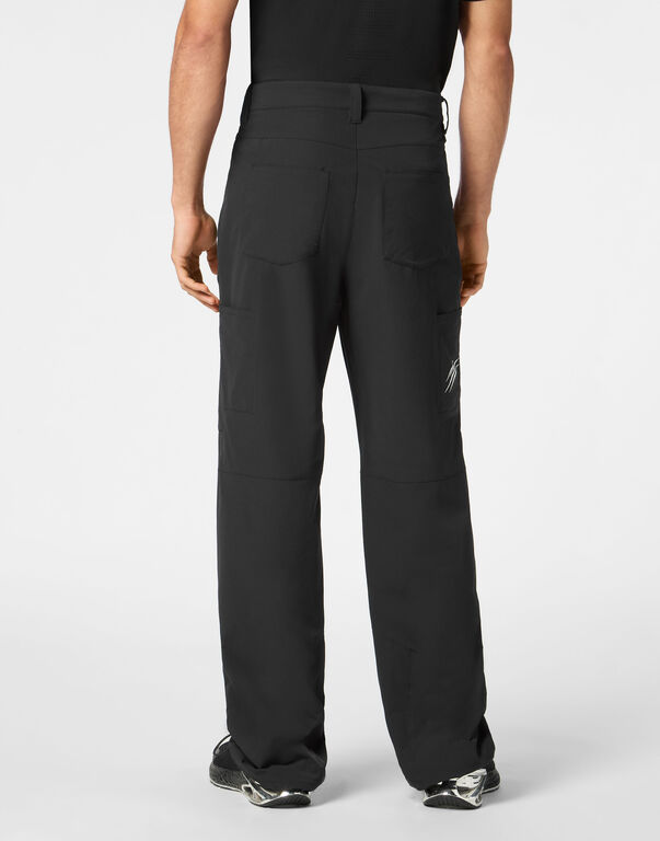 Plein Sport Technical Nylon Loose Fit Cargo Trousers Scratch Black