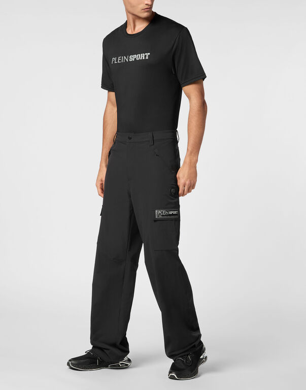 Plein Sport Technical Nylon Loose Fit Cargo Trousers Scratch Black