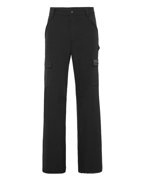 plein sport Technical Nylon Loose Fit Cargo Trousers Scratch black