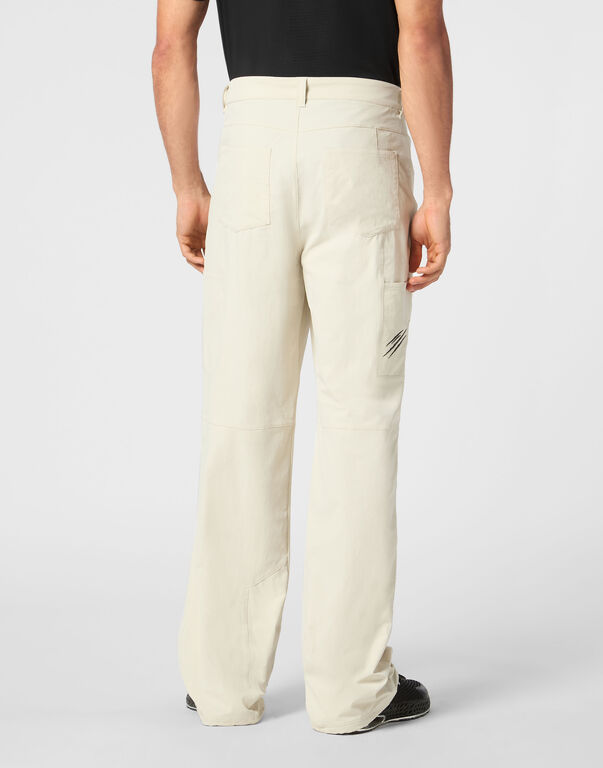 Plein Sport Technical Nylon Loose Fit Cargo Trousers Scratch Grey