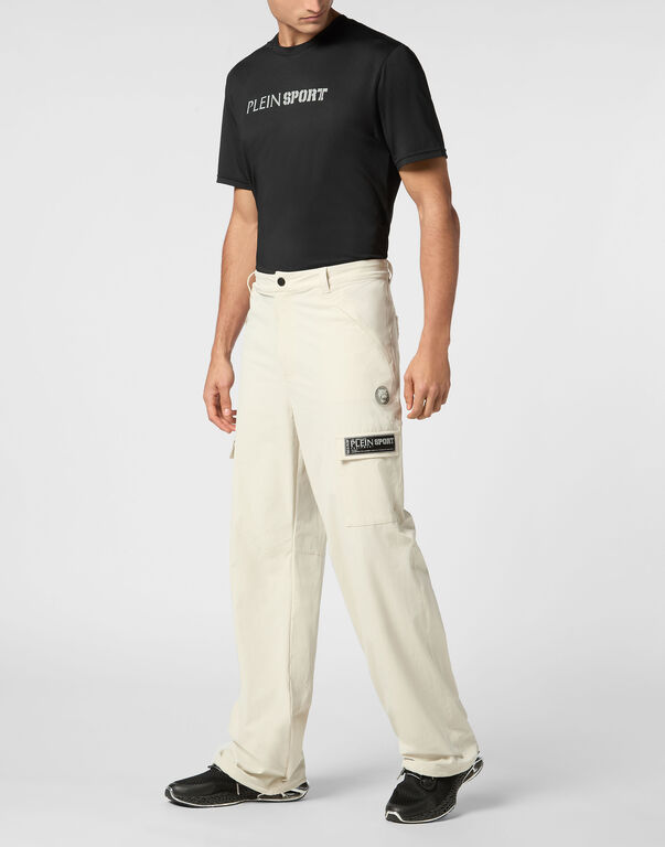 Plein Sport Technical Nylon Loose Fit Cargo Trousers Scratch Grey