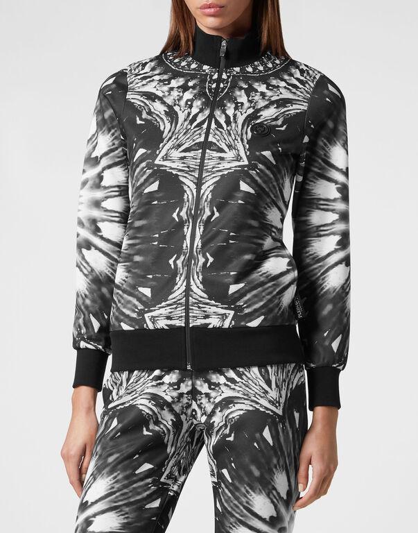 Plein Sport Triacetate Jogging Tracksuit: Top/Trousers Optical Flower Black