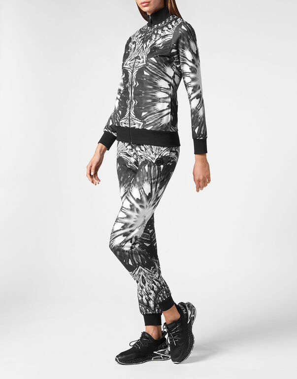 Plein Sport Triacetate Jogging Tracksuit: Top/Trousers Optical Flower Black