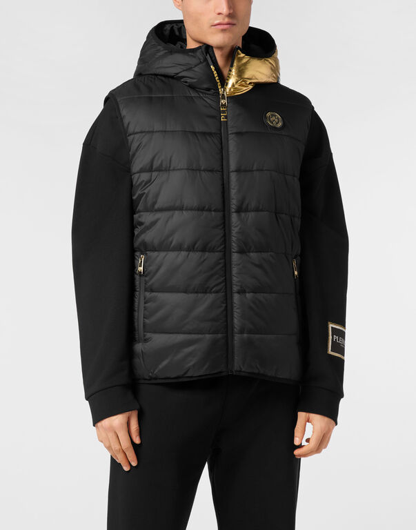 Plein Sport Vest Hoodie Laminated Scratch Black/light Gold