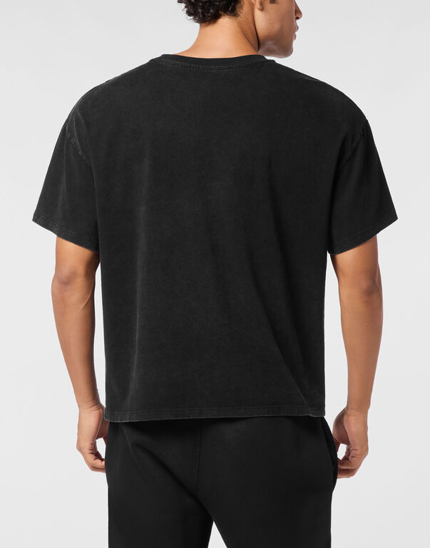 Plein Sport Washed Fleece T-Shirt Scratch Tiger Black