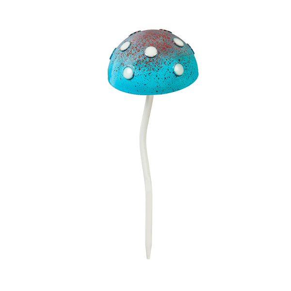 Plow & Hearth 12.5"H Glow In The Dark Mushroom Plant Pick Blue