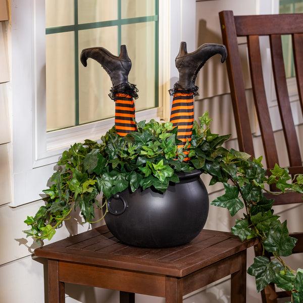 Plow & Hearth 12" Witch's Cauldron Planter And Halloween Candy Bowl