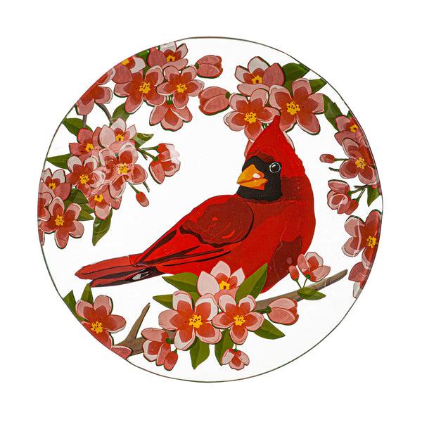 Plow & Hearth 18" Decor And Embossed Glass Bird Bath Cardinal