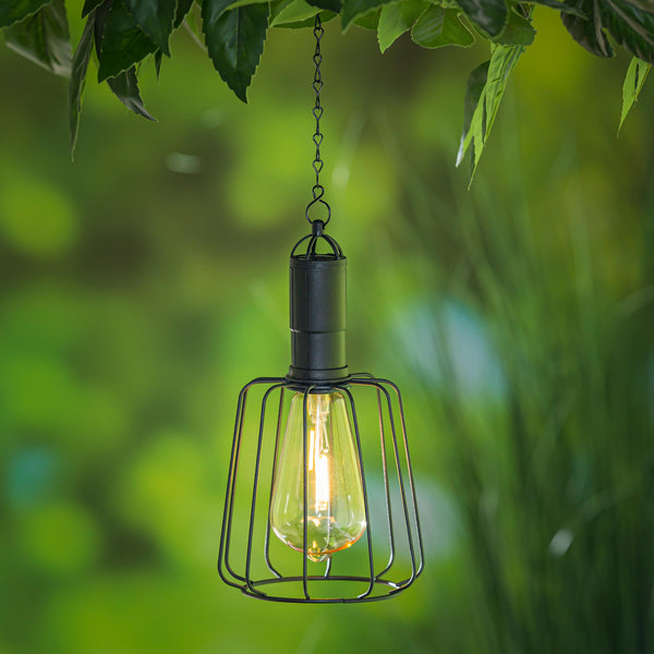 plow & hearth 19.6" Solar Hanging Lantern with Chain and LED Bulb Squared