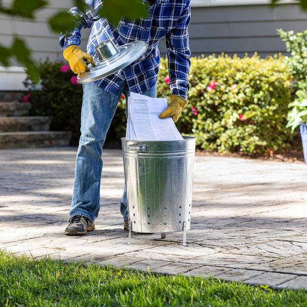 Plow & Hearth 23" Galvanized Metal Garden Incinerator Waste Can