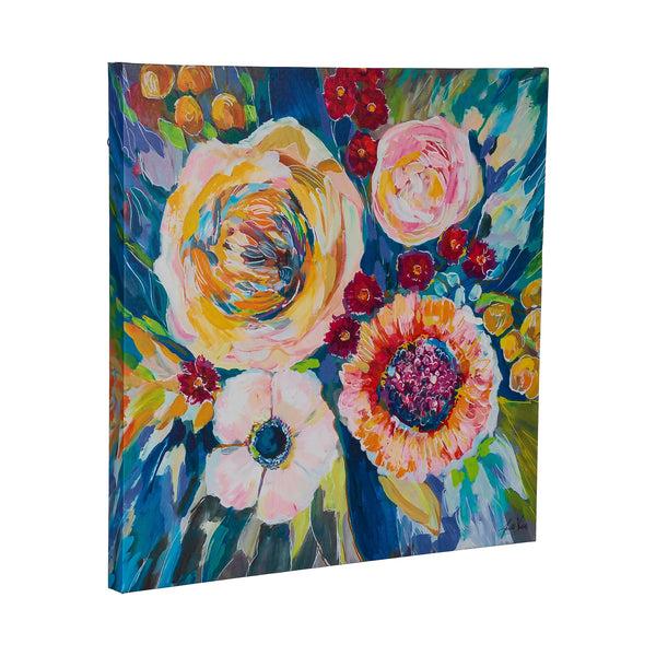 Plow & Hearth 24" H X 24" L Outdoor Canvas Colorful Flower Bouquet