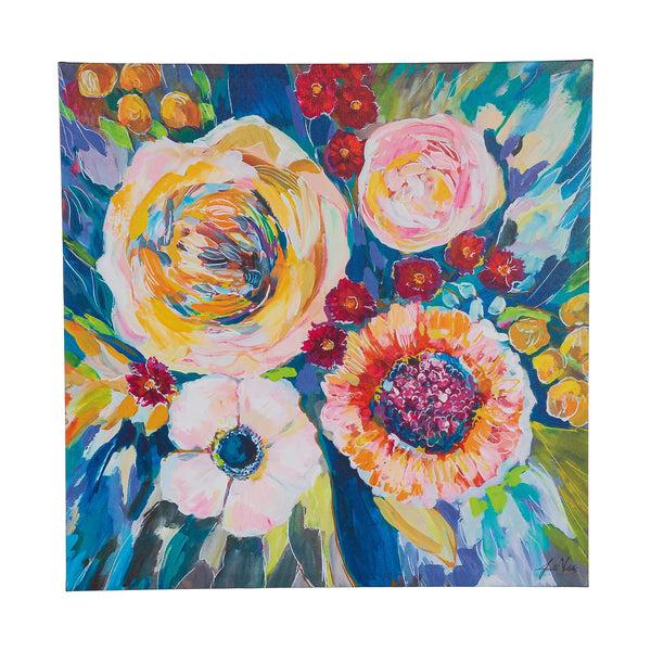 Plow & Hearth 24" H X 24" L Outdoor Canvas Colorful Flower Bouquet