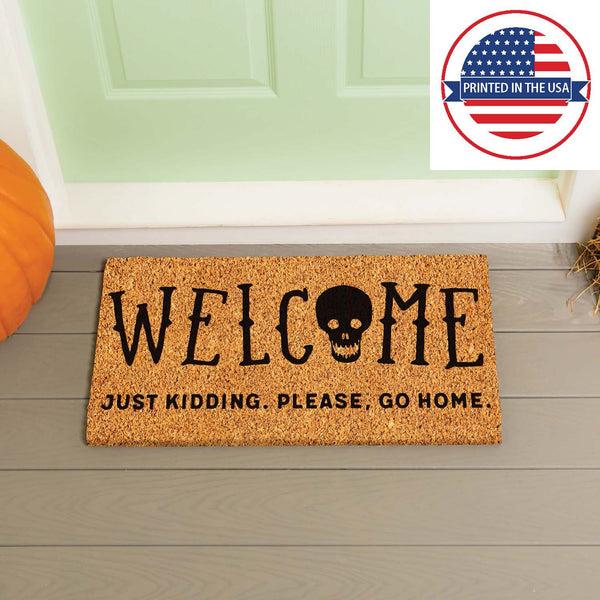 Plow & Hearth 28" X 16" Nature Coir Mat Welcome Just Kidding Please Go Home