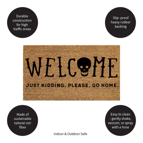 Plow & Hearth 28" X 16" Nature Coir Mat Welcome Just Kidding Please Go Home