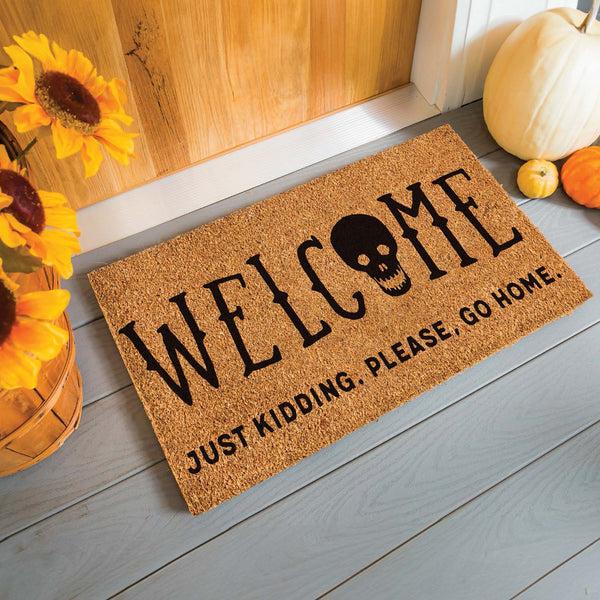 plow & hearth 28" x 16" Nature Coir Mat Welcome Just Kidding Please Go Home