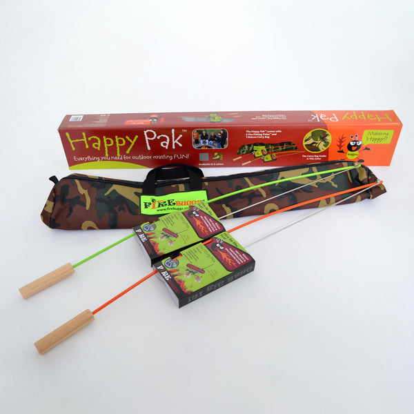 plow & hearth 3-Piece Campfire Cooking Fishing Rod Roasters with Camo Bag Set