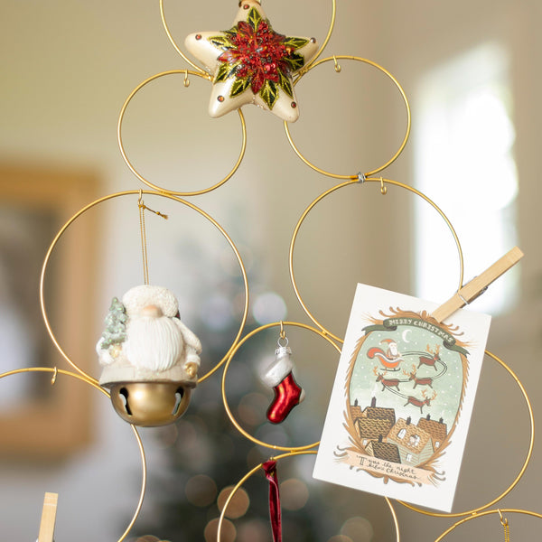 Plow & Hearth 32" Gold Metal Tabletop Christmas Tree Ornament Holder