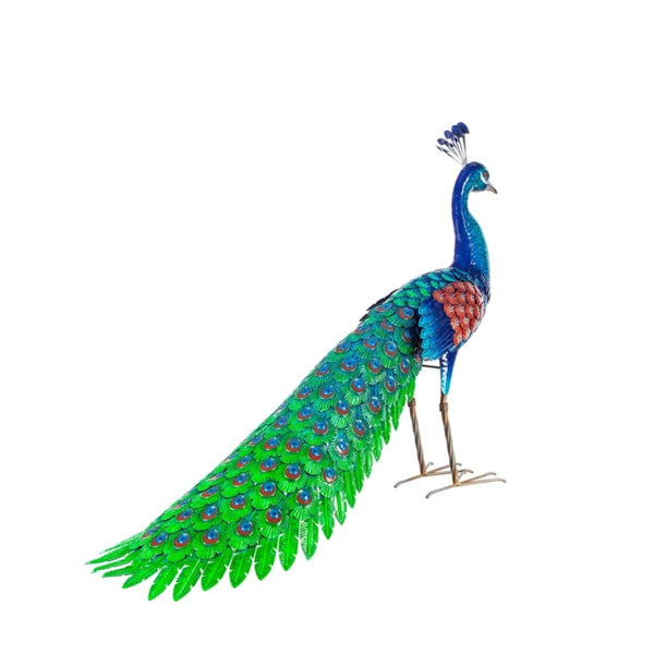 Plow & Hearth 36" Colorful Metal Peacock Garden Statue