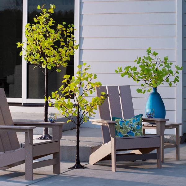 plow & hearth 4'H Indoor/Outdoor Electric Lighted Green Gingko Tree