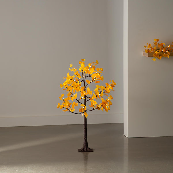 Plow & Hearth 4'H Indoor/Outdoor Electric Lighted Yellow Gingko Tree