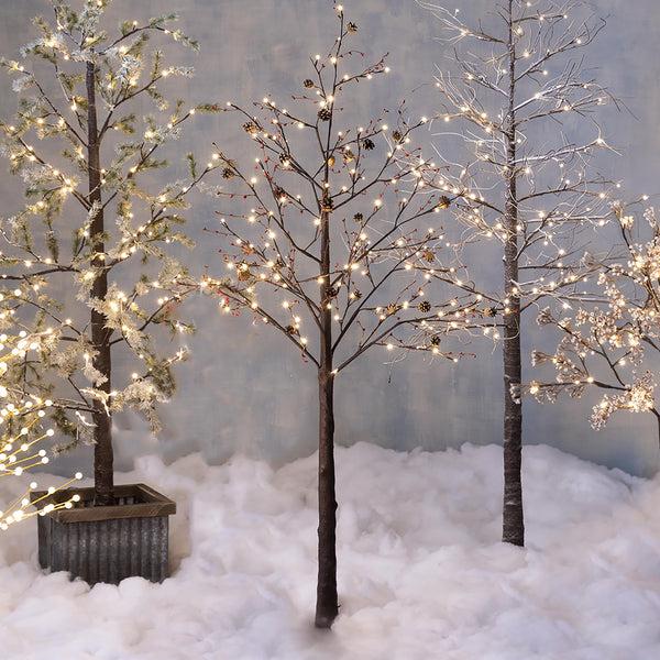 Plow & Hearth 4'H Indoor/Outdoor Silver Metallic Tree With 112 Lights