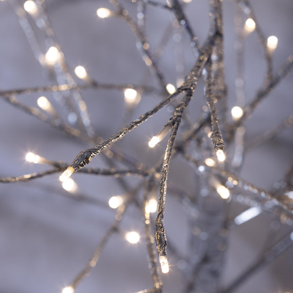 Plow & Hearth 4'H Indoor/Outdoor Silver Metallic Tree With 112 Lights