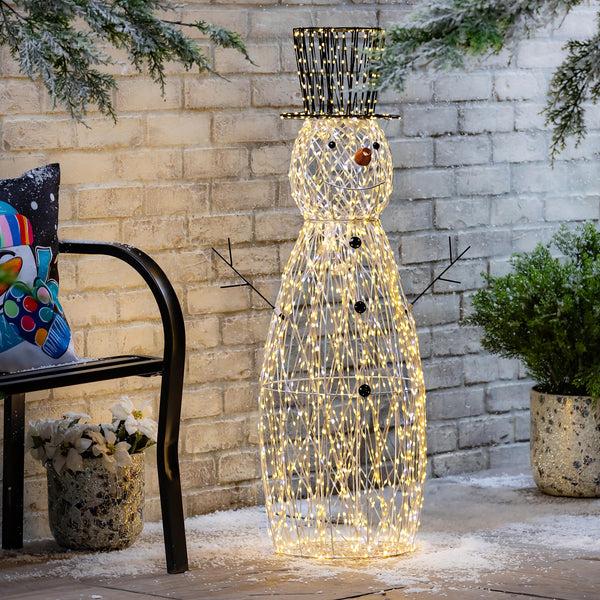 plow & hearth 40" Season to Sparkle LED Snowman Garden Statue