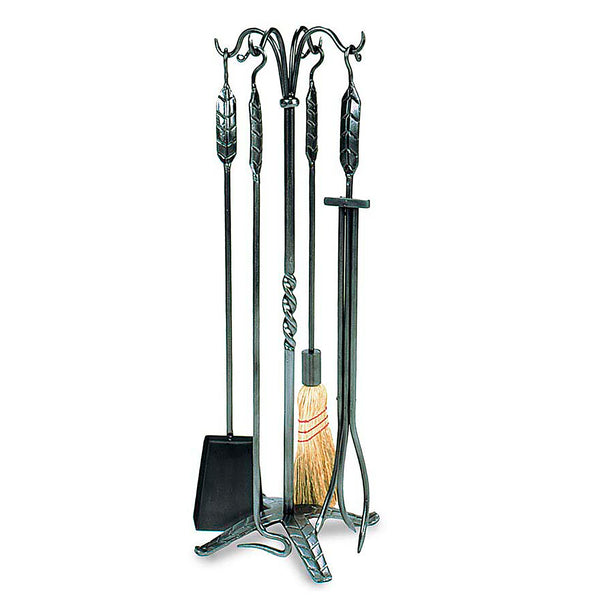 plow & hearth 5-Piece Fireplace Tool Set with Leaf Handles