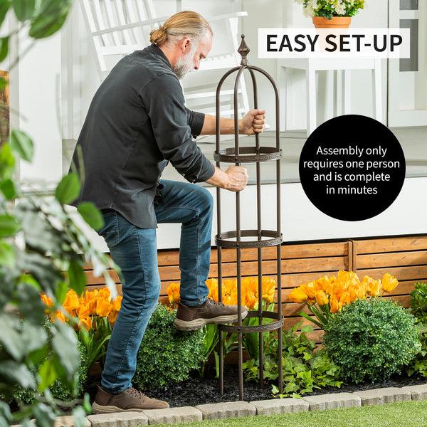 Plow & Hearth 5' Powder-Coated Steel Garden Antique Copper Obelisk