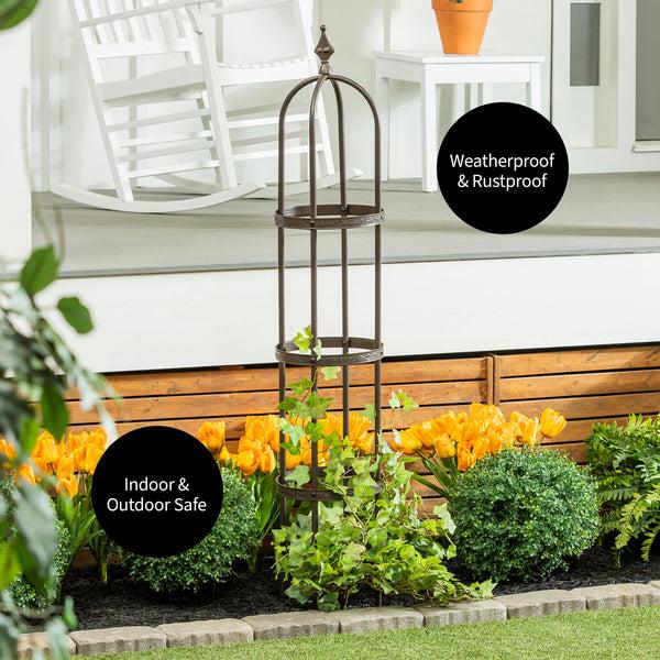 Plow & Hearth 5' Powder-Coated Steel Garden Antique Copper Obelisk